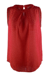 MICHAEL Michael Kors Womens Metallic Textured Pullover Top Red M